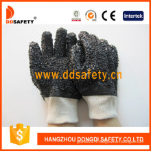 Gant antislip de travail en coton noir en PVC noir (DPV119)